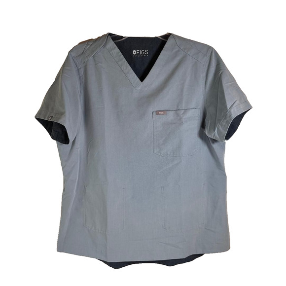 Figs Reversible Scrub Top Grey Women's Size XL Snap closure at Neck Healthcare - Picture 1 of 12